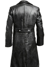 Heren trenchcoat van leer met knoopsluiting