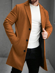 Heren trenchcoat met dubbele rij knopen en lang model