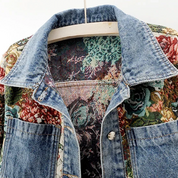 Denim jas met bloemen voor dames