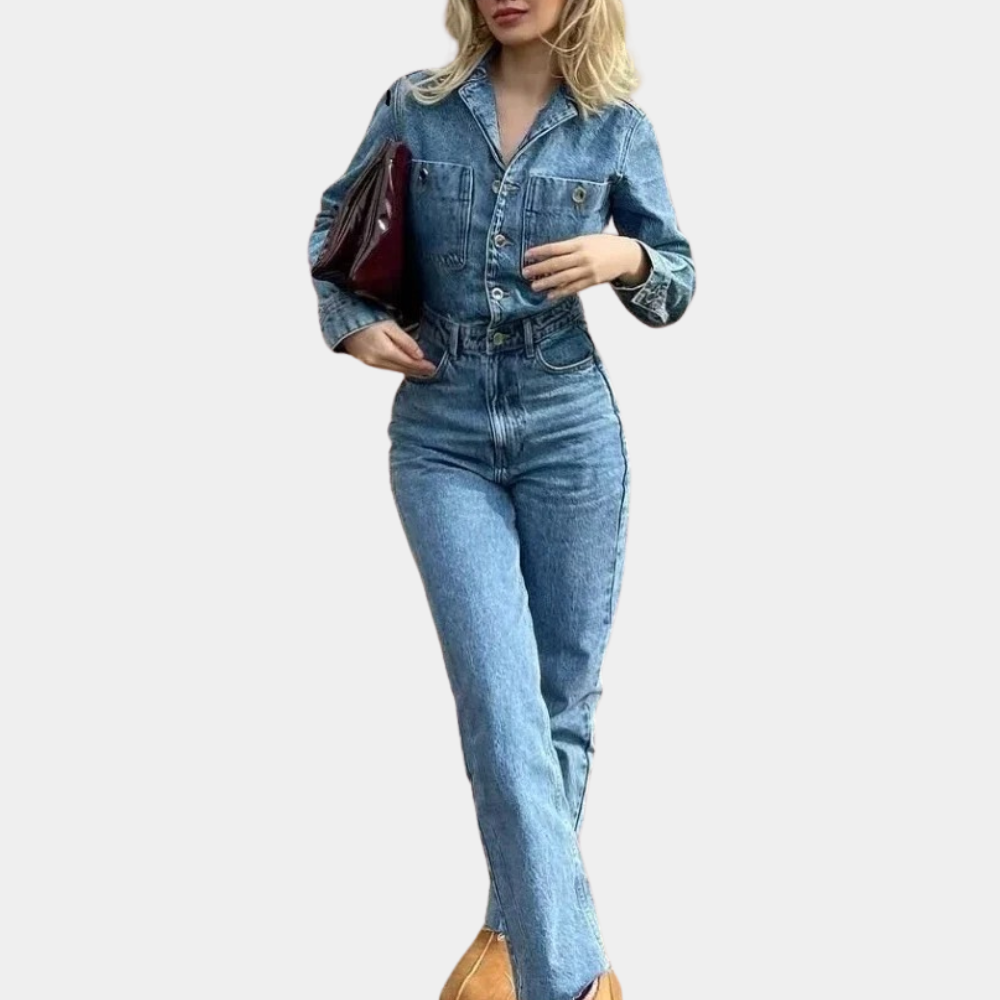 Stijlvolle denim jumpsuit met lange mouwen