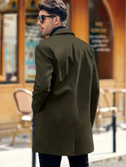 Klassieke wollen heren trenchcoat met riem