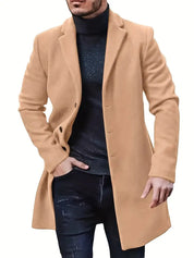 Klassieke wollen heren trenchcoat met riem