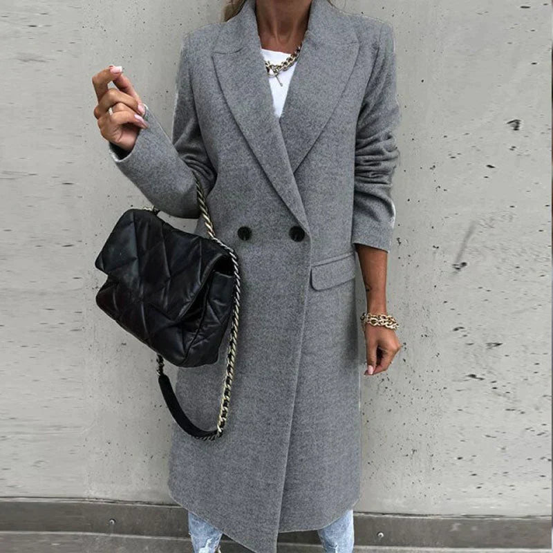 Lange kasjmier trenchcoat voor dames