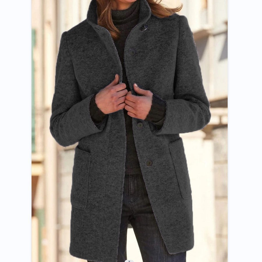 Wollen winterjas slim-fit voor dames