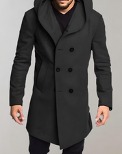 Heren trenchcoat slim-fit met knoopsluiting en capuchon