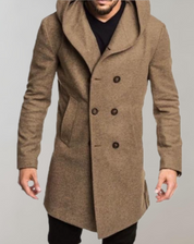 Heren trenchcoat slim-fit met knoopsluiting en capuchon