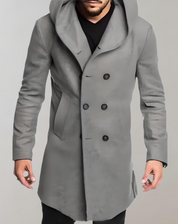 Heren trenchcoat slim-fit met knoopsluiting en capuchon