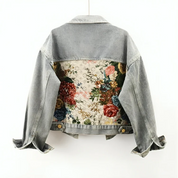 Denim jas met bloemen voor dames